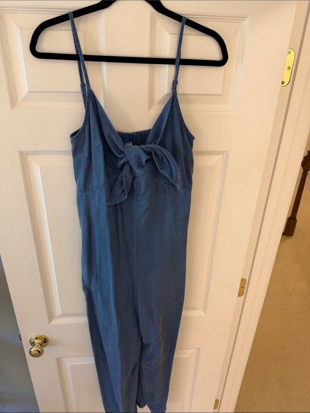 Old Navy Blue Women's Cropped Jumpsuit with Front Tie